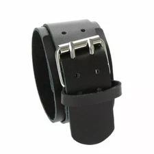 Men's Punk Rocker Biker Gothic Heavy Wide Leather Straps Wristband Cuff Bracelet