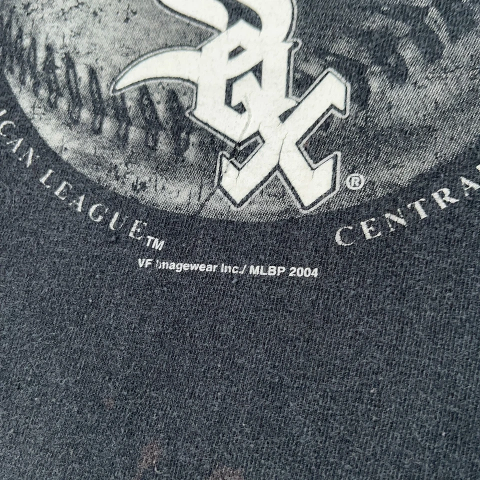 Camisa De Colección Chicago White Sox Para Hombres XL Negra Cuello Redondo Logotipo Deletreado Y2K Béisbol Foto 3 de 4