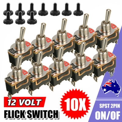 10x Toggle Switch 12V ON/OFF Car Flick Dash Light Metal 12 Volt Boot ...