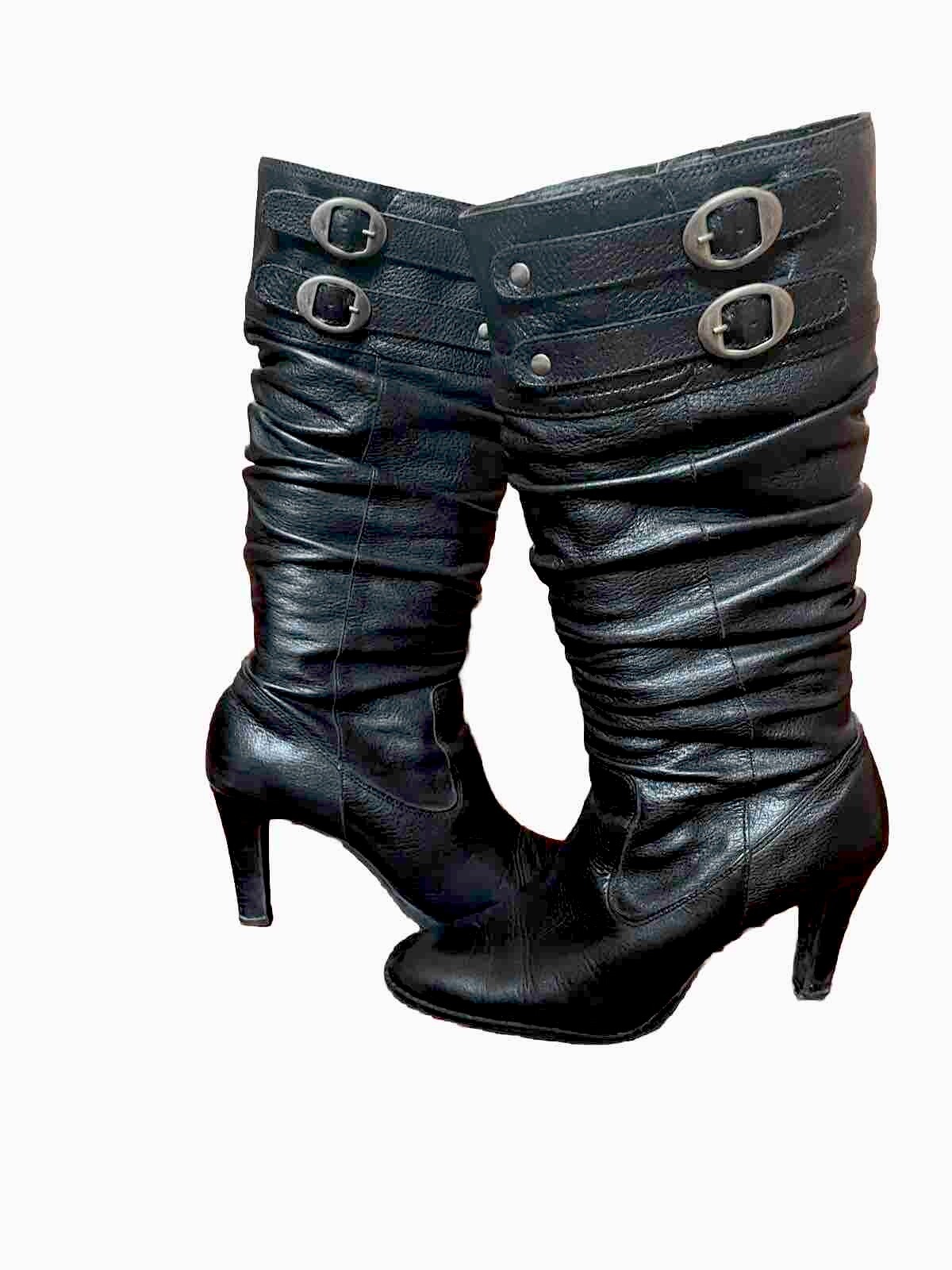 Matisse Women’s Tall Black Leather Ruched Boots with … Gem