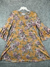 Knit Works Shirt Dress Womens 18.5 Plus Yellow Floral Rose Casual Ladies 1
