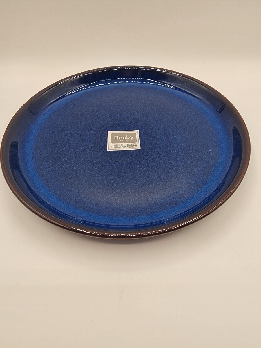 Denby Imperial Blue Coupe Dinner Plates Set of Made In England