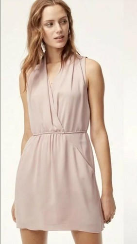 Wilfred Aritzia Womens Blush Pink Sabine V-neck Sleeveless Mini Dress Size Small | eBay