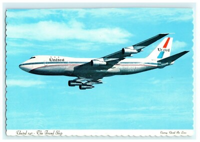 United 747 The Friend Ship In Flight Air Plane Aviation 6'' x 4'' United Air Lines