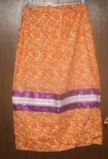 NEW NATIVE AMERICAN REGALIA DANCING SKIRT 24" W 34" L ORANGE/PURPLE