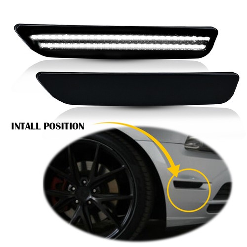 2x Front L/R White LED Side Marker Lamp Lamp Smoked Fit 2010-2014 Ford Mustang - Picture 10 of 15