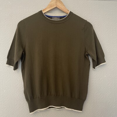 N. PEAL LONDON - BAUMWOLLE / KASCHMIR - KURZARM PULLOVER - GR. 8