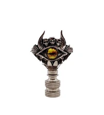 Holiday/Halloween Lamp Finial-SKULLS&SEEING EYE-Antique Silver w/SN Base