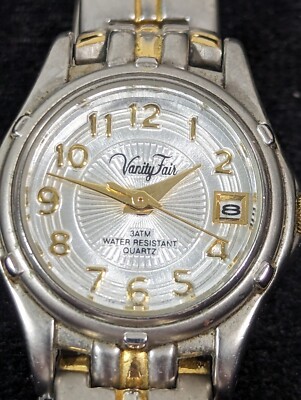 Vanity Faird Womans Silver Tone Dial Two Tone Stainless Steel Band Watch 7 Inch