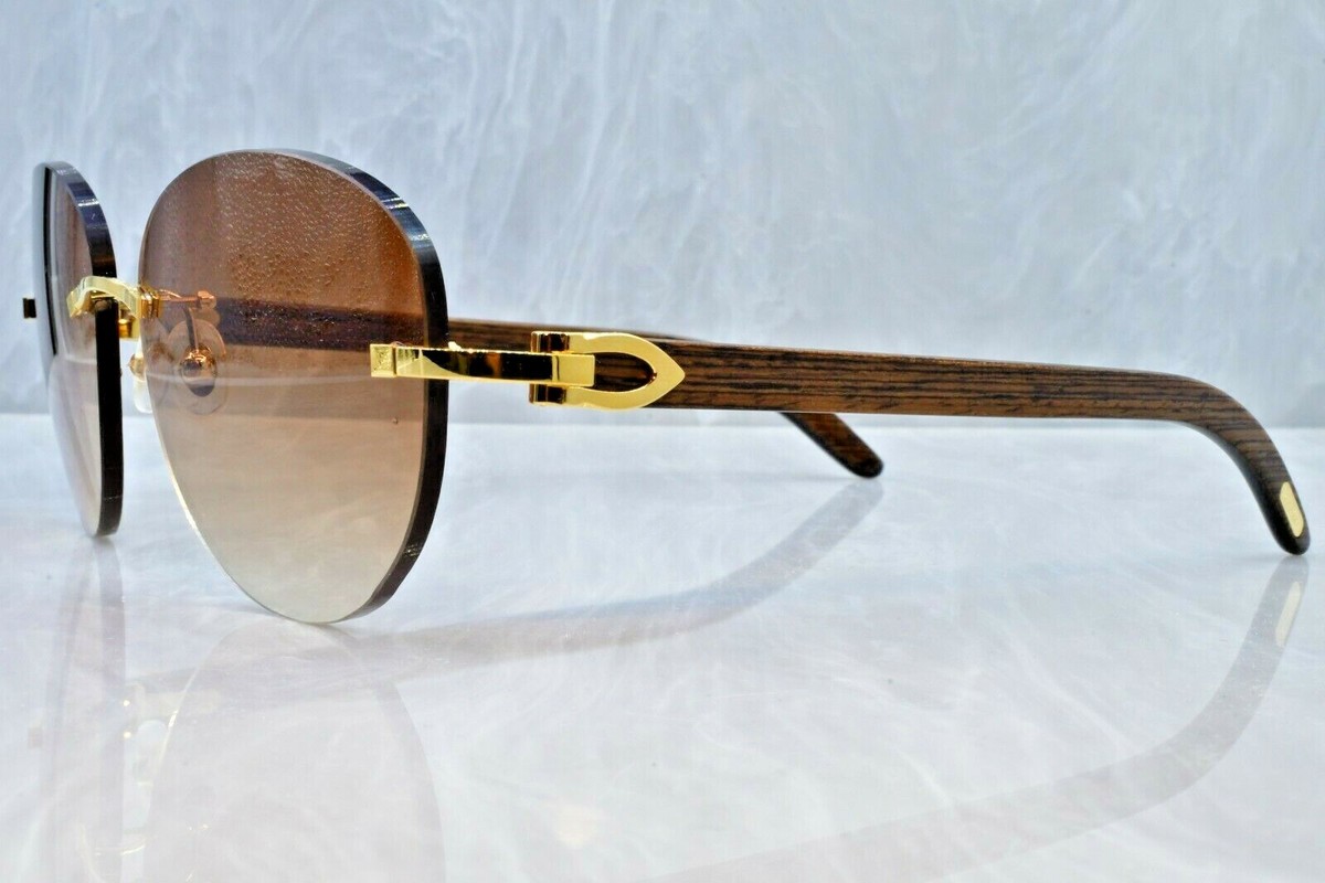 Cartier rimless Wood Poplar bubinga sunglasses glasses c decor