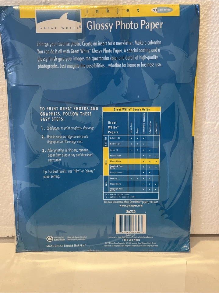 Great White Glossy Photo Paper 93 Ultra White Glossy 30 Sheets 8.5 x 11 - Image 4 of 4