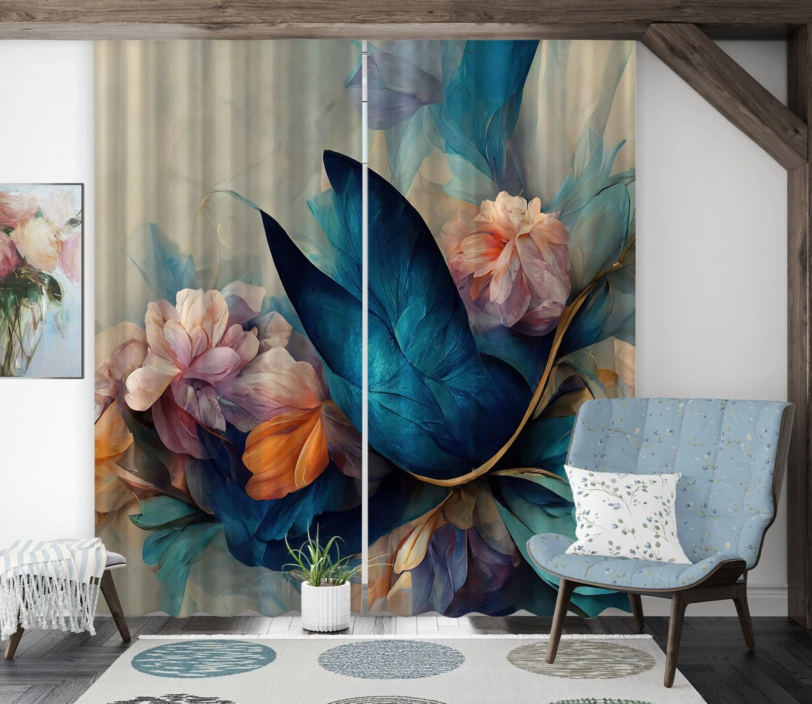 3D Elegant Flowers ZHUB157 Photo Curtain Window Blockout Fabric Vera 2023