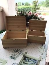 Set 2 bauletti in legno naturale