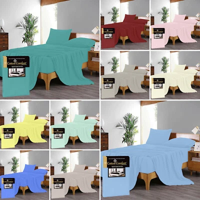 New 100% Egyptian Cotton Flat Sheet 400TC Soft Bed Top Sheets Single Double King