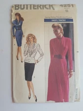 BUTTERICK 4251 Sewing Pattern Pleated Long Sleeve Peplum Top & Skirt SZ 10