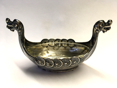 Vtg David Andersen 925S Sterling Silver Viking Ship Salt Cellar w