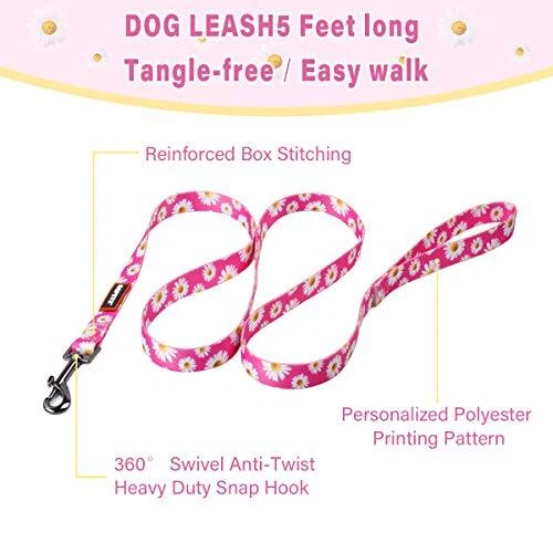 Dog Harness Leash Set Adjustable Heavy Duty No S(14"-20" Chest Girth) Daisy Dog Harness Leash Set Adjustable Heavy Duty No S(14"-20" Chest Girth) Daisy