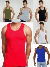 6-Pack Men's 100% Cotton Tank Top Plain Slim Fit Muscle A-Shirt Undershirts