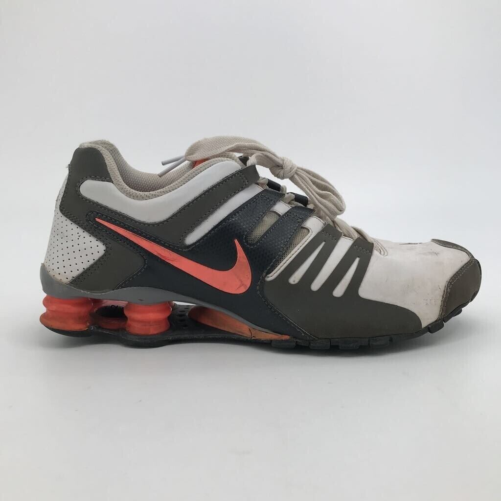 Nike Shox Current Running Shoes White Gray Orange 639657-103 Lace Womens 9 |