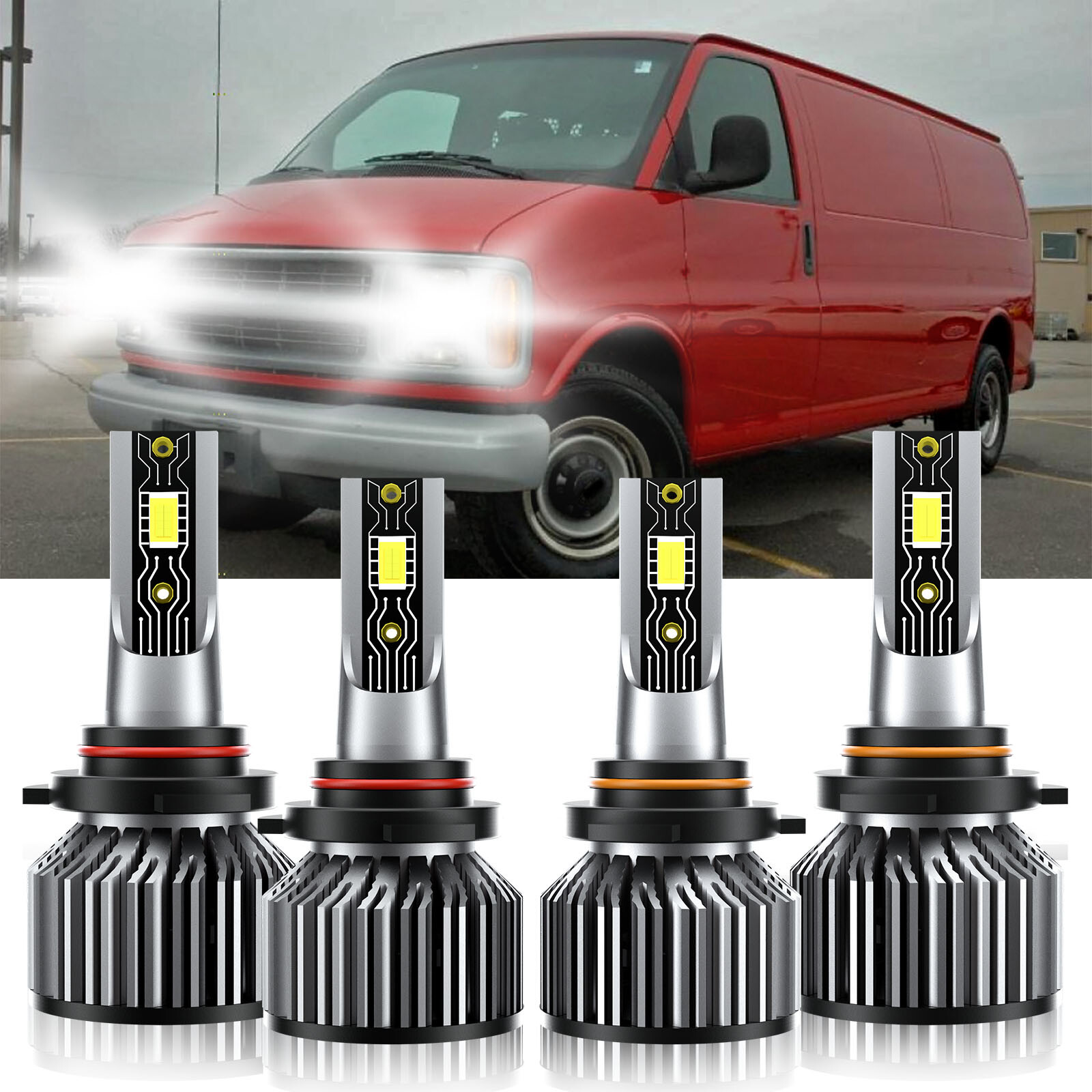 LED Headlight Hi Low Bulbs 6500K 9005+9006 For Chevrolet Express Cargo 2009-2019