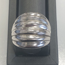 925 Wide Sterling Silver Modernist Ribbed Dome Fluted Statement Ring Size 8