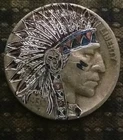 Hobo Nickel hand carved original by J&M Tarantula buffalo as Chief Running Moon