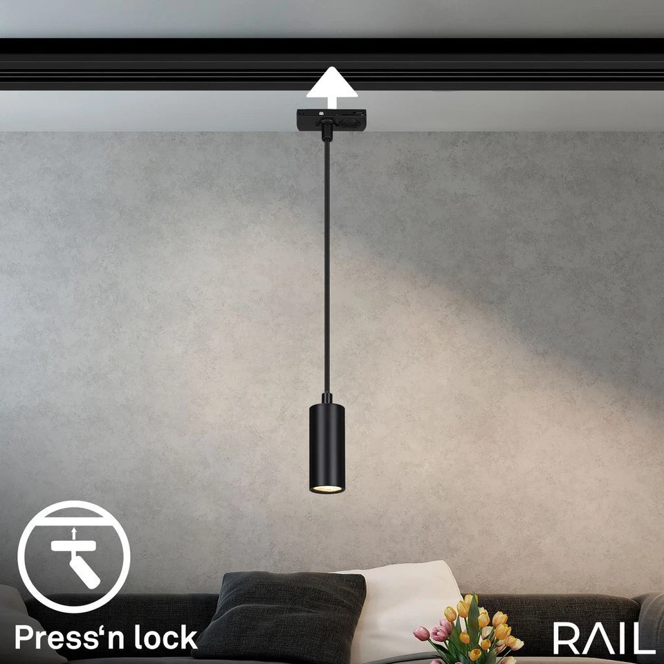 LED Pendelleuchte 4,5W Rail Schienensystem Dimmbar Kombinierbar Schwarz 10cm - Bild 4 von 4