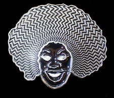 HUGE ELECTRIC AFRO MAN NOVELTY BELT BUCKLE MOBTOWN PEWTER NEW