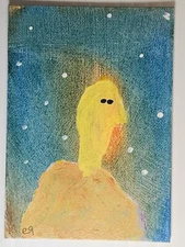 e9Art ACEO man against blue outsider art brut naive