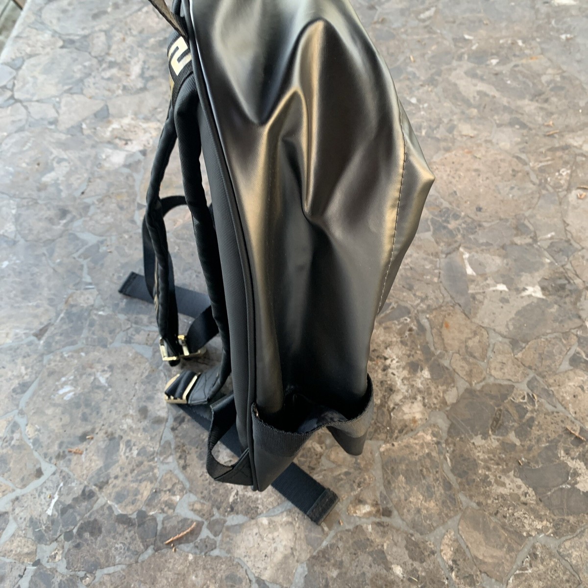 Versace Parfums Rider Backpack Shoulder Black Bag EUC VERSACE PARFUMS Rider Black Travel Backpack | Mercari main image 2