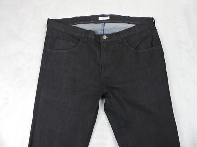 Tom James Blue Delta Custom Made Jeans Men's Measured Size 38x31 Black Stretch
