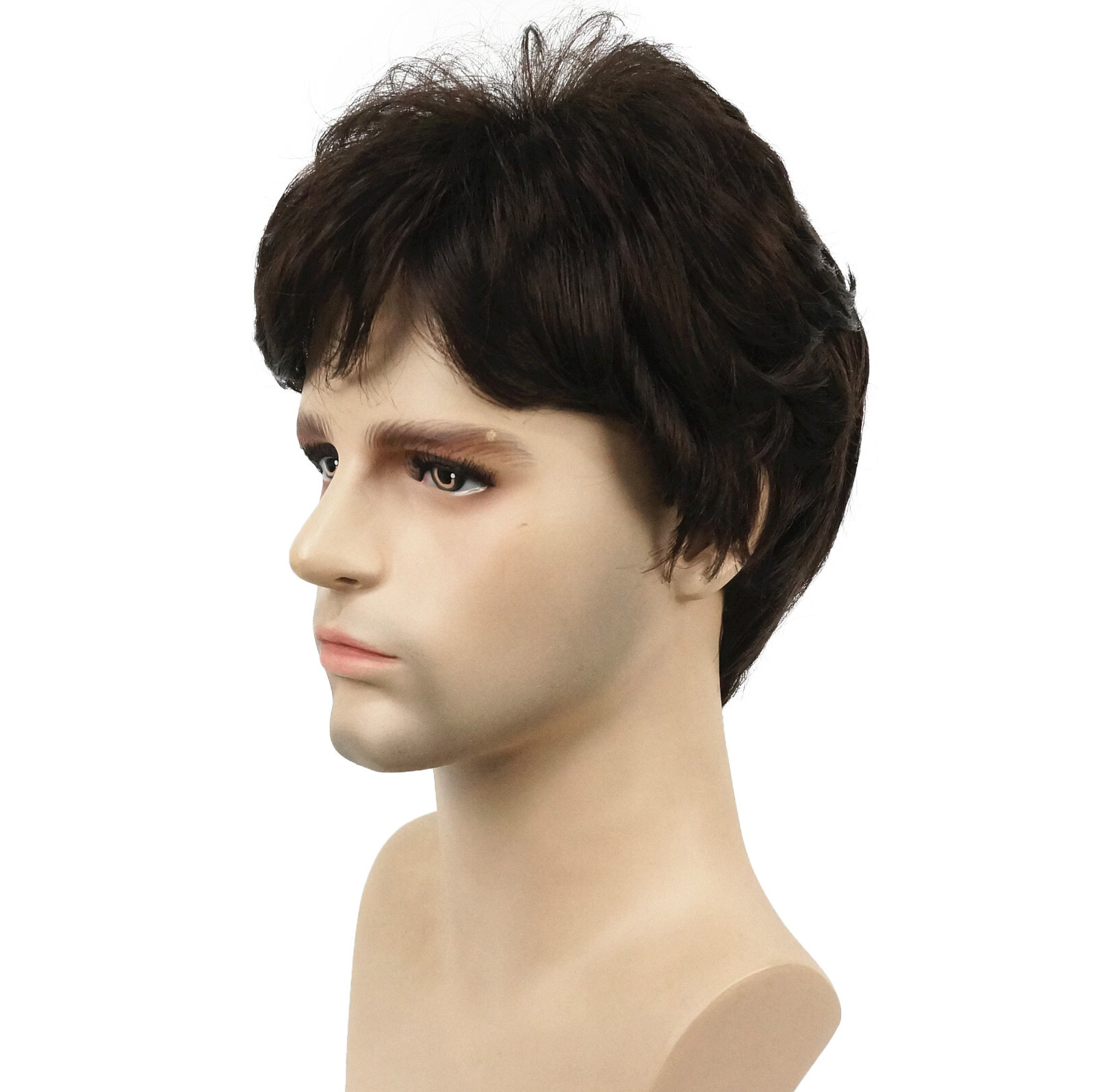 Mens Natural Short Straight Wigs Real Male Full Hair Wig Party Cosplay Toupee eBay