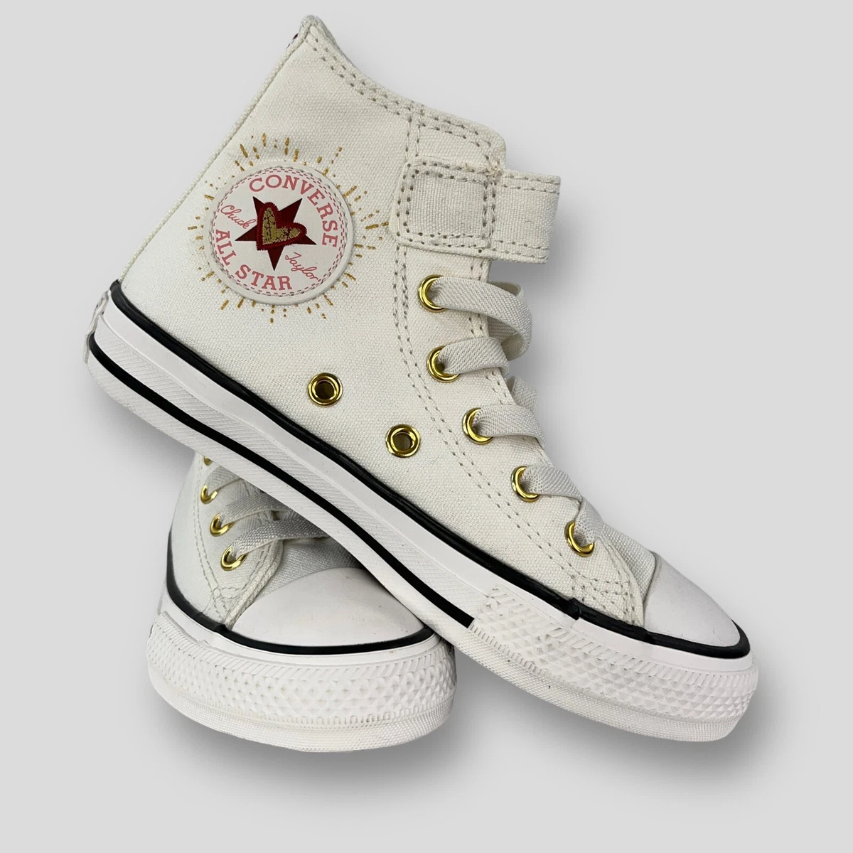 CONVERSE Ctas 1V Hi Top Girls Trainers Heart Pattern SIZE UK 12 EU