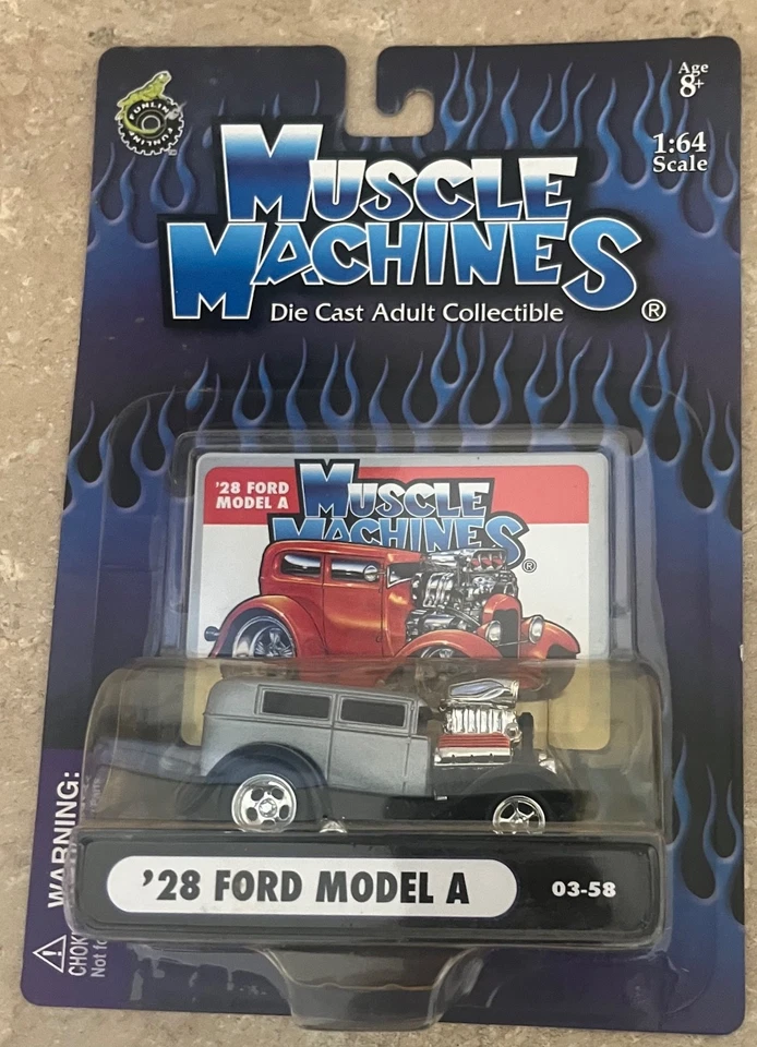 Muscle Machines '28 Ford Model A Silver 1:64 Scale Die-Cast 03-58 - Image 3 of 4