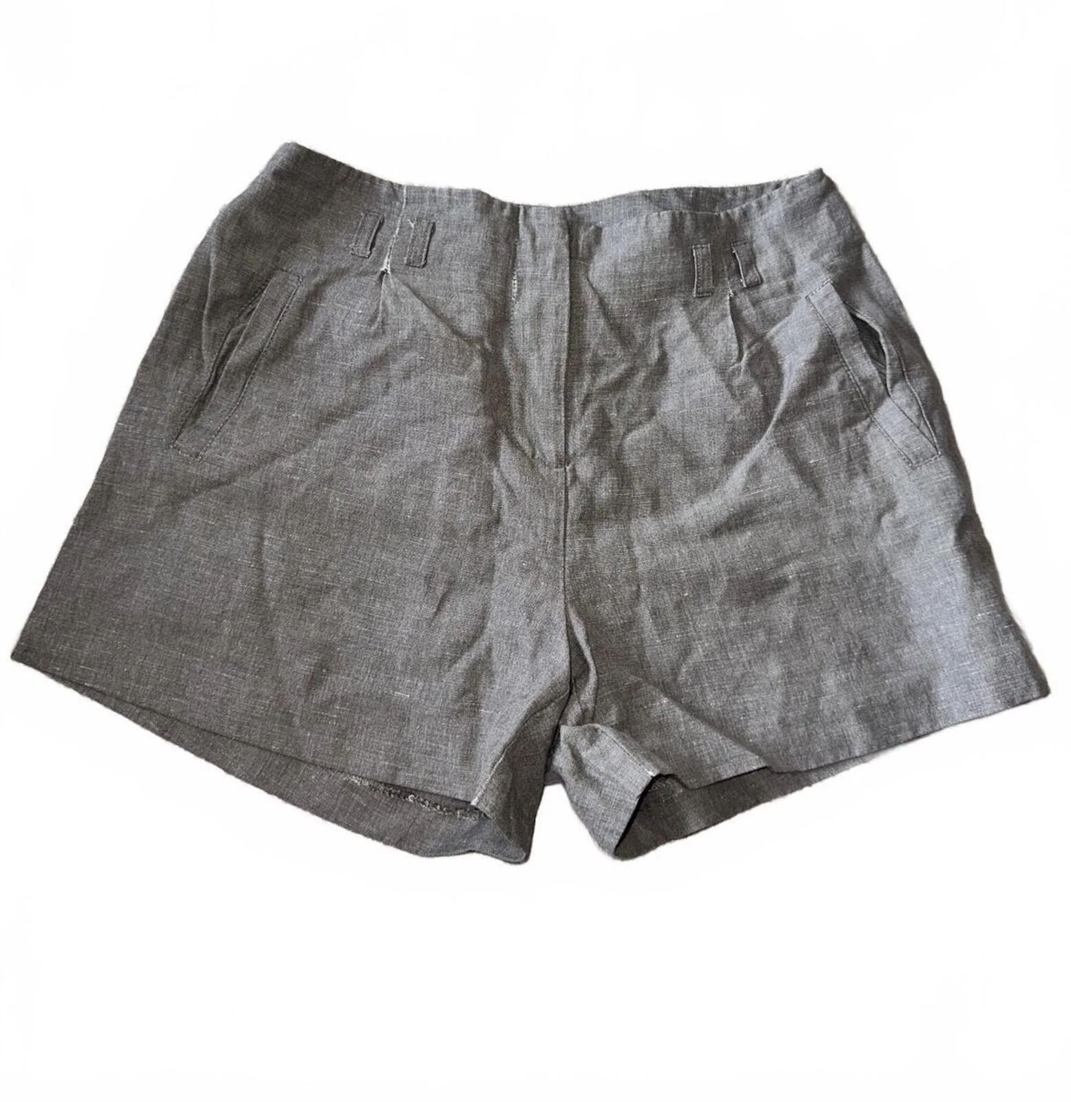 Y2K River Island Grey Linen Blend Shorts UK Size 10