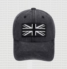 Baseball Cap UNION JACK Design, England Patriot vintage / distressed BLACK
