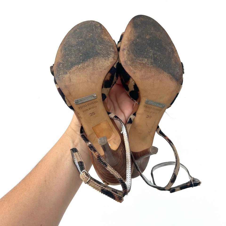 Tacones de leopardo vintage Y2K Dolce & Gabbana estrás 36 pelo de pony 6 Foto 3 de 4