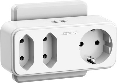 Steckdosenadapter,JSVER USB Steckdose 3-Fach Steckdosen (16A) und 2 USB