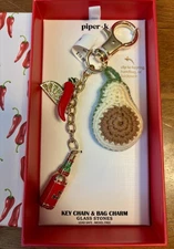Piper K Avocado, Hot Sauce, Lime & Pepper Bag Charm Key Chain