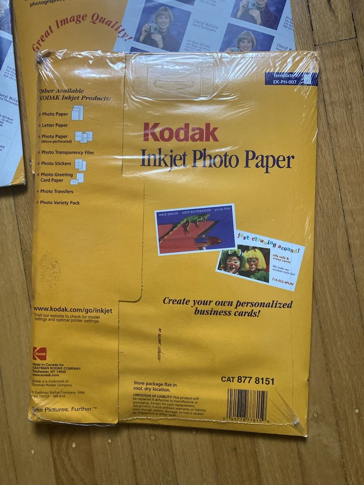 3 Kodak inkjet Photo Paper Micro-perforated For Ten Business Cards Per Sheet - Image 2 of 4