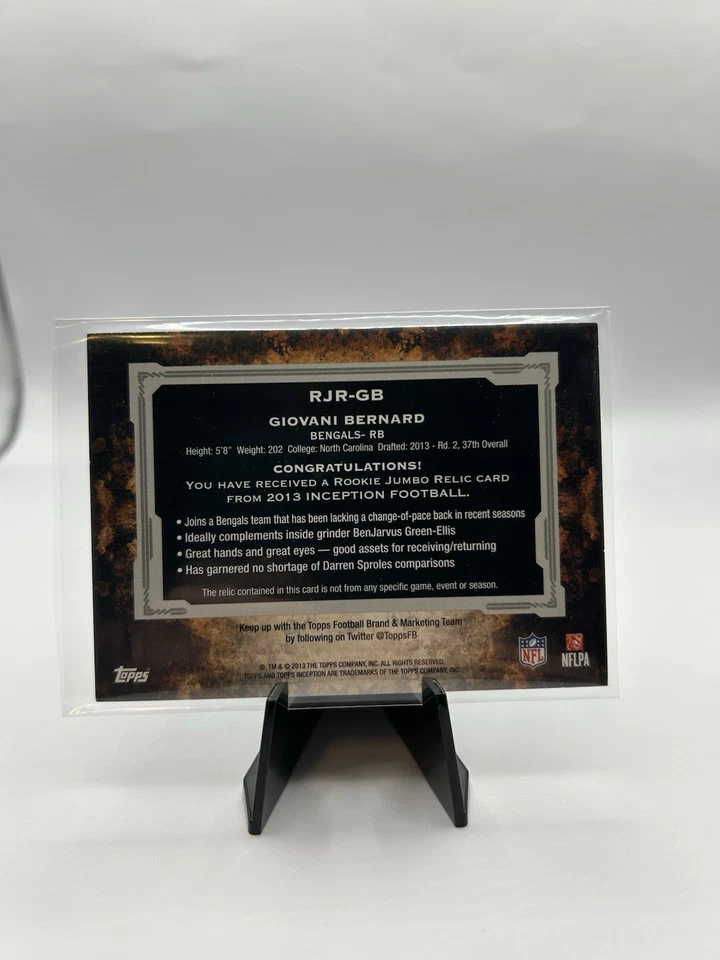2013 Topps Inception - Rookie Jumbo Relics Giovani Bernard #RJR-GB Green 37/75 - Image 2 of 2