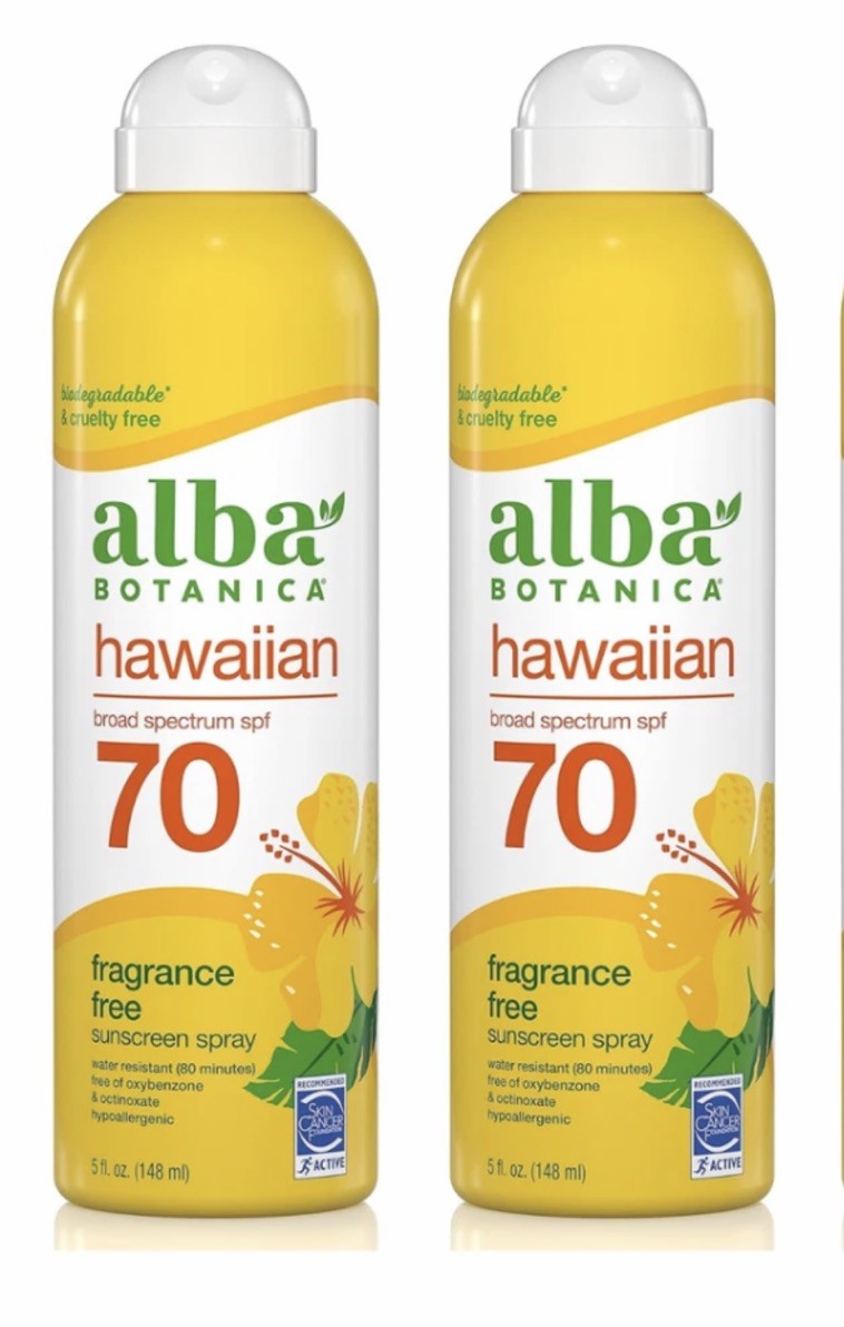 2 Alba Botanica Hawaiian Sunscreen Spray Unscented SPF 70 Fr
