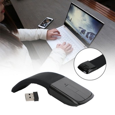  ️2.4GHz Foldable Arc Touch Wireless Mouse Optical Mice With USB Receiver Black