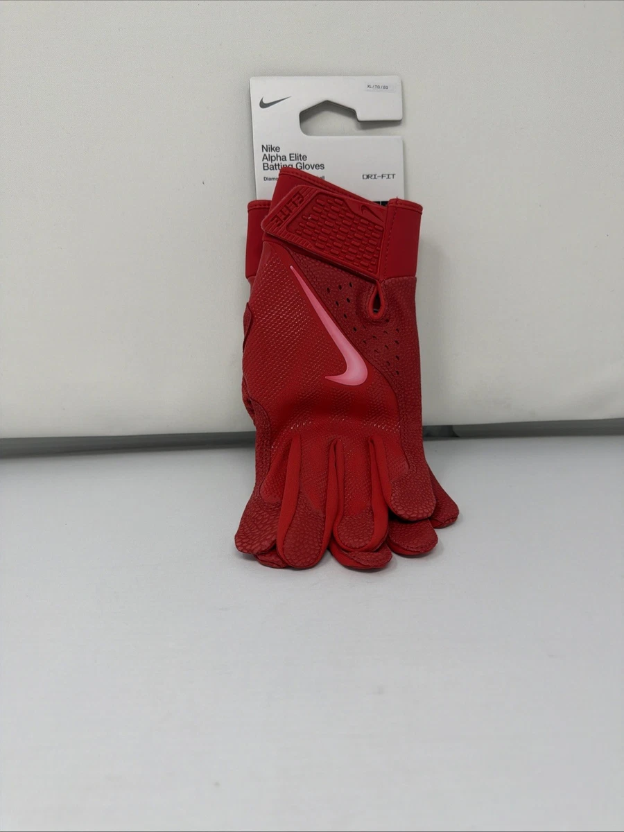 Guantes de bateo de béisbol Nike Alpha Elite rojos para hombre XL FD7868-618 nuevos con etiquetas