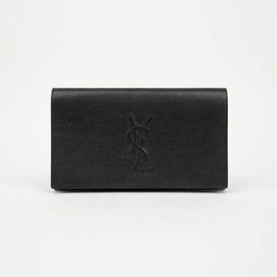 Saint Laurent Leder Clutch Tasche Schwarz 157594295 [U]