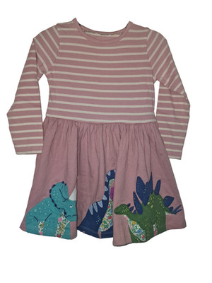 Boden Mädchen Kleid Dinosaurier Applikation rosa 2-12 Jahre rosa Baumwolle NEU