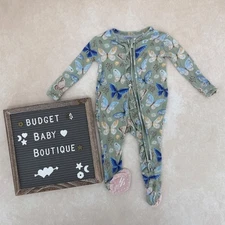 POSH PEANUT Floral Butterfly Ruffle Footie Romper Sleeper Size 0-3 Months