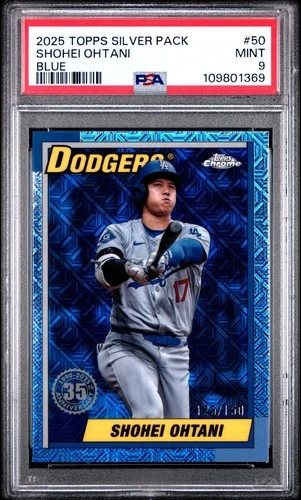 2025 Topps Chrome SHOHEI OHTANI BLUE REFRACTOR /150 PSA 9 MINT #50