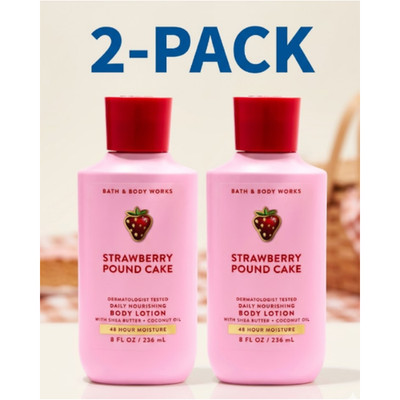 NEW Bath & Body Works 2 PACK Strawberry Pound Cake Body Lotion 8 fl oz