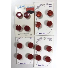 16 Le Bouton Red Shank Sewing Buttons 9/16" Elegant and Versatile New on Card vn